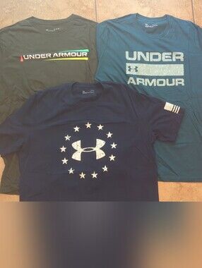 Under Armour Men's Short Sleeve Logo Tee Trio in Navy, Teal & Olive